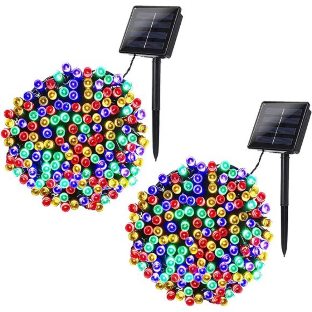 Solar Christmas Lights 2 Pack 400 LED 144 FT Multicolor Outdoor Waterproof Strin